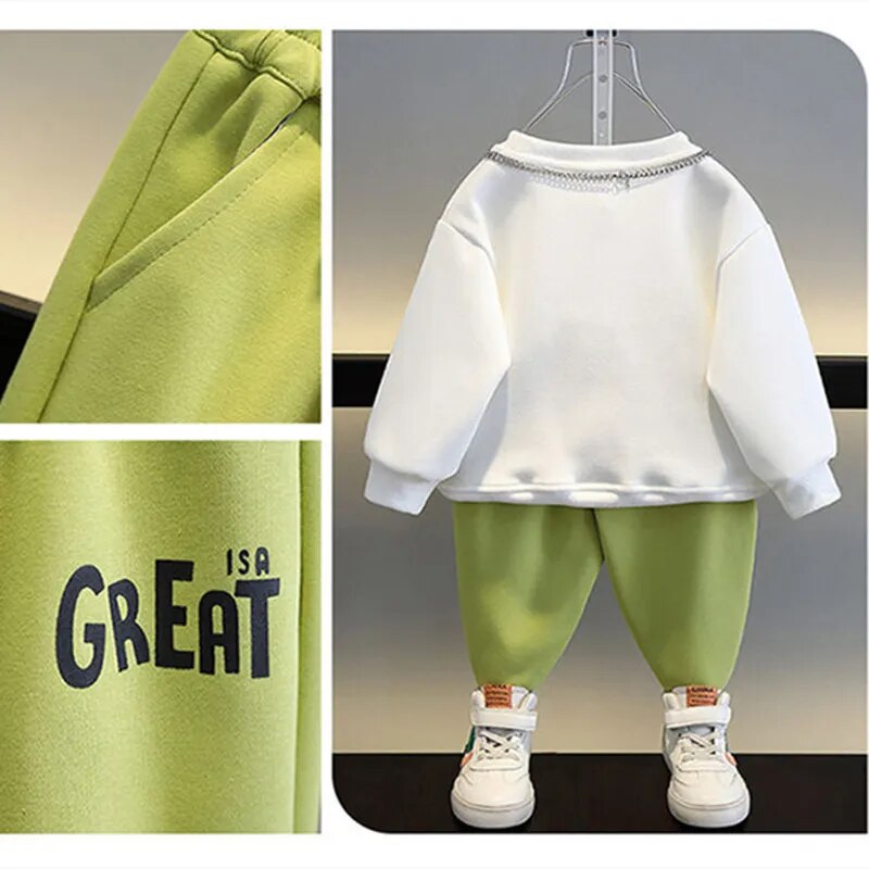 Boys Clothing Set 2023 New Children's Baby Top and Pants Two Piece Boys Long Sleeve Sweater Set Kids Clothes Suit