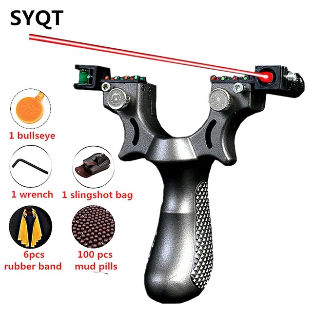 Powerful Outdoor Hunting Game Catapult The New Laser Aiming Slingshot Resin Material Flat Rubber Bands To Choose From 4 Colors