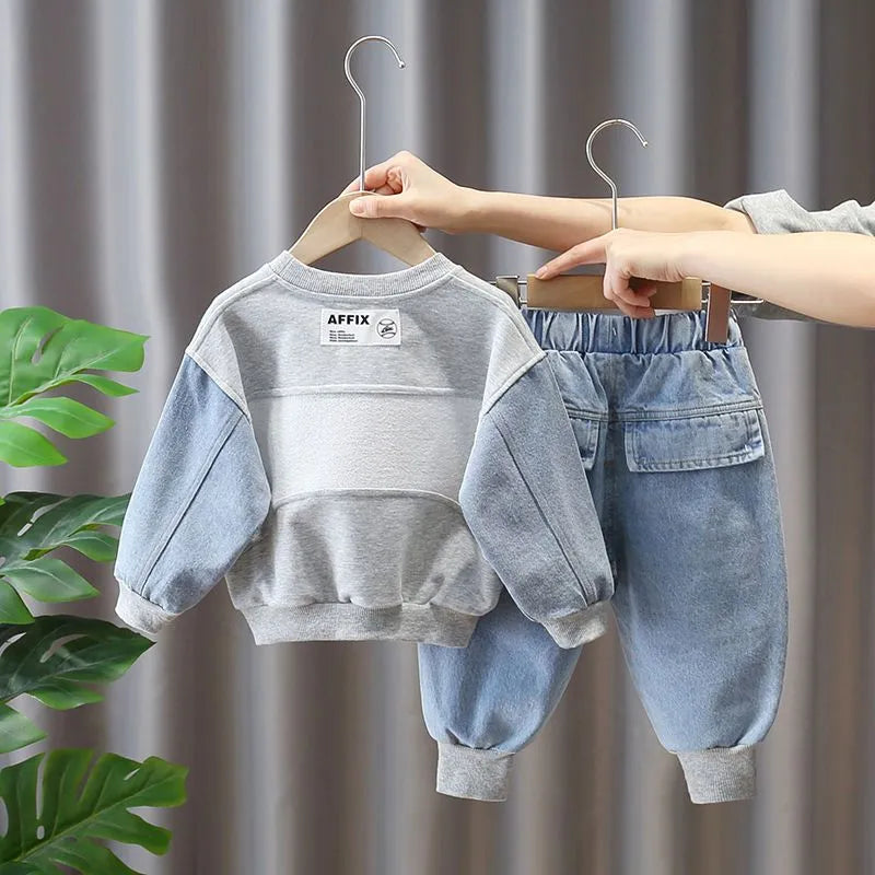 Kids Boys Sweater Suit Spring Autumn Clothing Children's Fashion Sportswear Suit Children's Clothing Boy's Baby Top Pants 2PCS