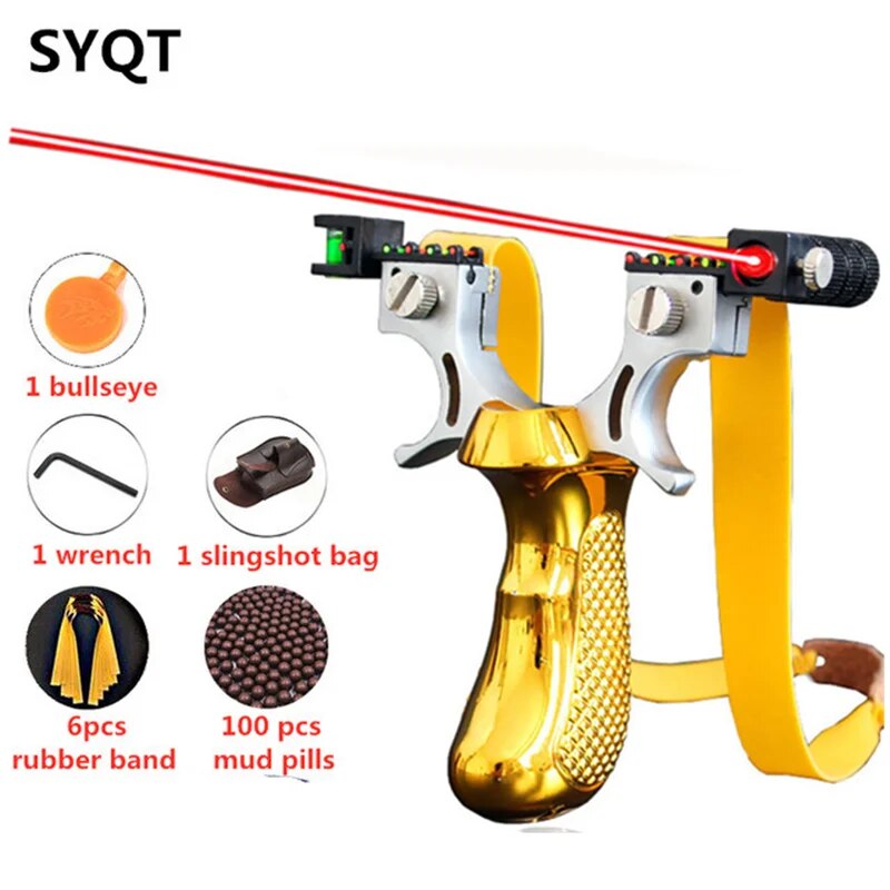 Powerful Outdoor Hunting Game Catapult The New Laser Aiming Slingshot Resin Material Flat Rubber Bands To Choose From 4 Colors