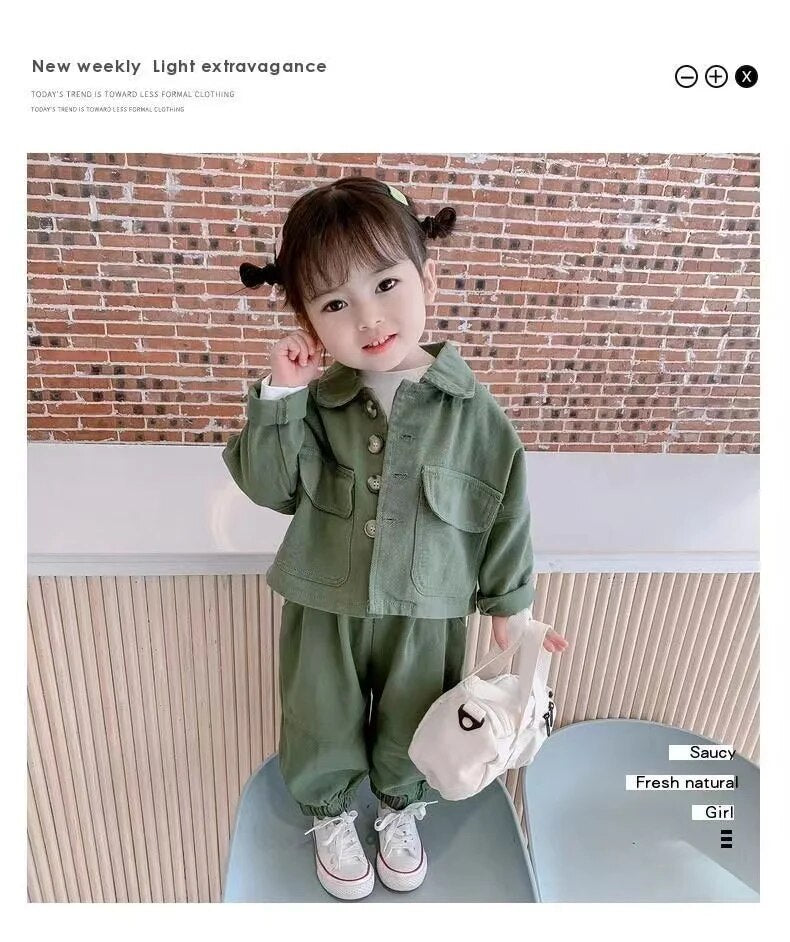 Girls' Casual Set 2023 New Baby Girl Spring Autumn Long Sleeved Denim Kid Toddler Clothing Children's Sports Boy Clothes Outfits