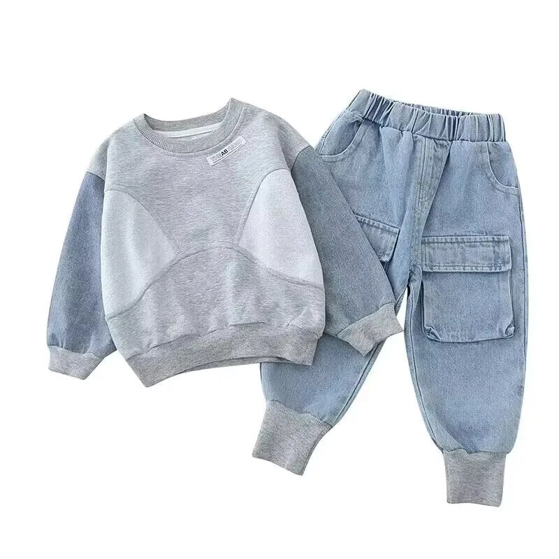 Kids Boys Sweater Suit Spring Autumn Clothing Children's Fashion Sportswear Suit Children's Clothing Boy's Baby Top Pants 2PCS