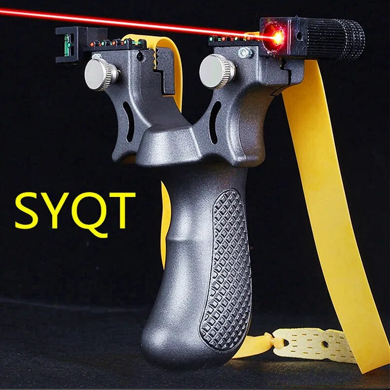 Powerful Outdoor Hunting Game Catapult The New Laser Aiming Slingshot Resin Material Flat Rubber Bands To Choose From 4 Colors