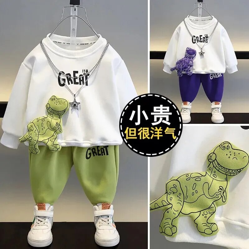 Boys Clothing Set 2023 New Children's Baby Top and Pants Two Piece Boys Long Sleeve Sweater Set Kids Clothes Suit