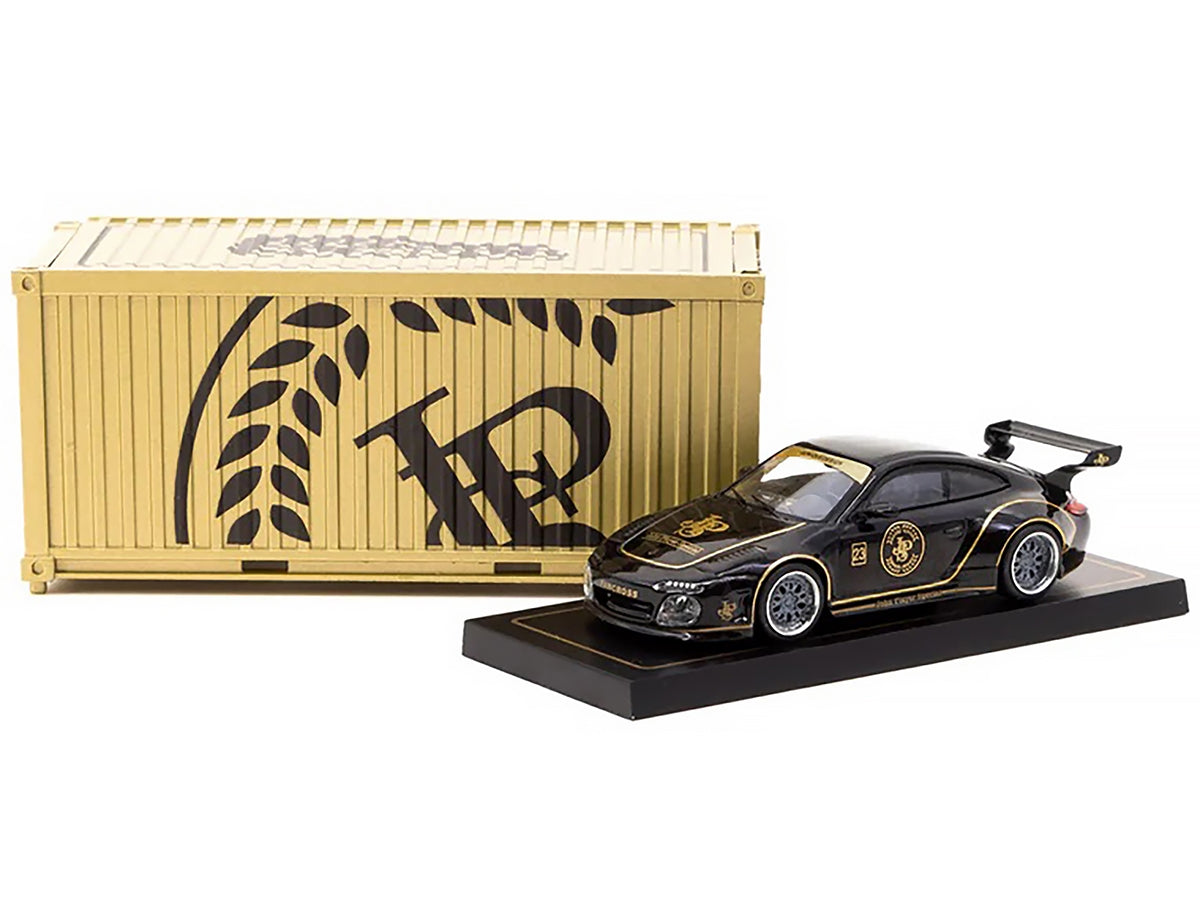 997 Old & New Body Kit #23 Black with Gold Graphics "John Player Special" "Hobby64" Series 1/64 Diecast Model Car by Tarmac Works