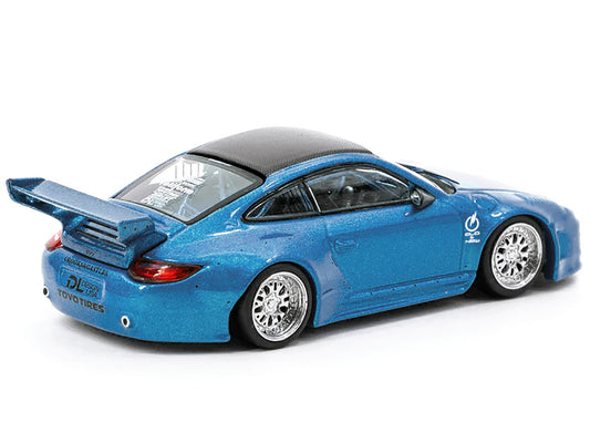 997 Old & New Body Kit Blue Metallic with Carbon Top "Toyo Tires" "Road64" Series 1/64 Diecast Model Car by Tarmac Works