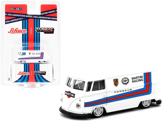 Volkswagen T1 Van Low Ride Height White with Stripes "Martini Racing" "Collaboration Model" 1/64 Diecast Model Car by Schuco & Tarmac Works