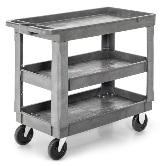 3-Tier Utility Cart with 550 LBS Max Load and Adjustable Middle Shelf-Gray
