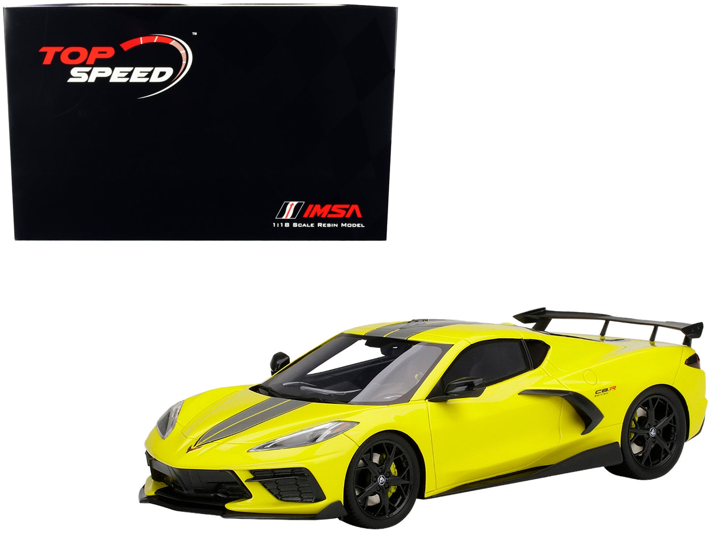 Chevrolet Corvette Stingray C8.R Accelerate Yellow with Gray Stripes "IMSA GTLM Championship Edition" 1/18 Model Car by Top Speed