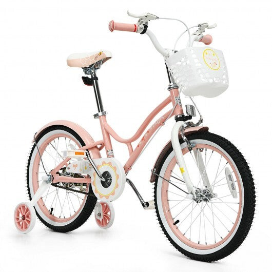18" Kids Adjustable Bike Toddlers with Training Wheels-Pink
