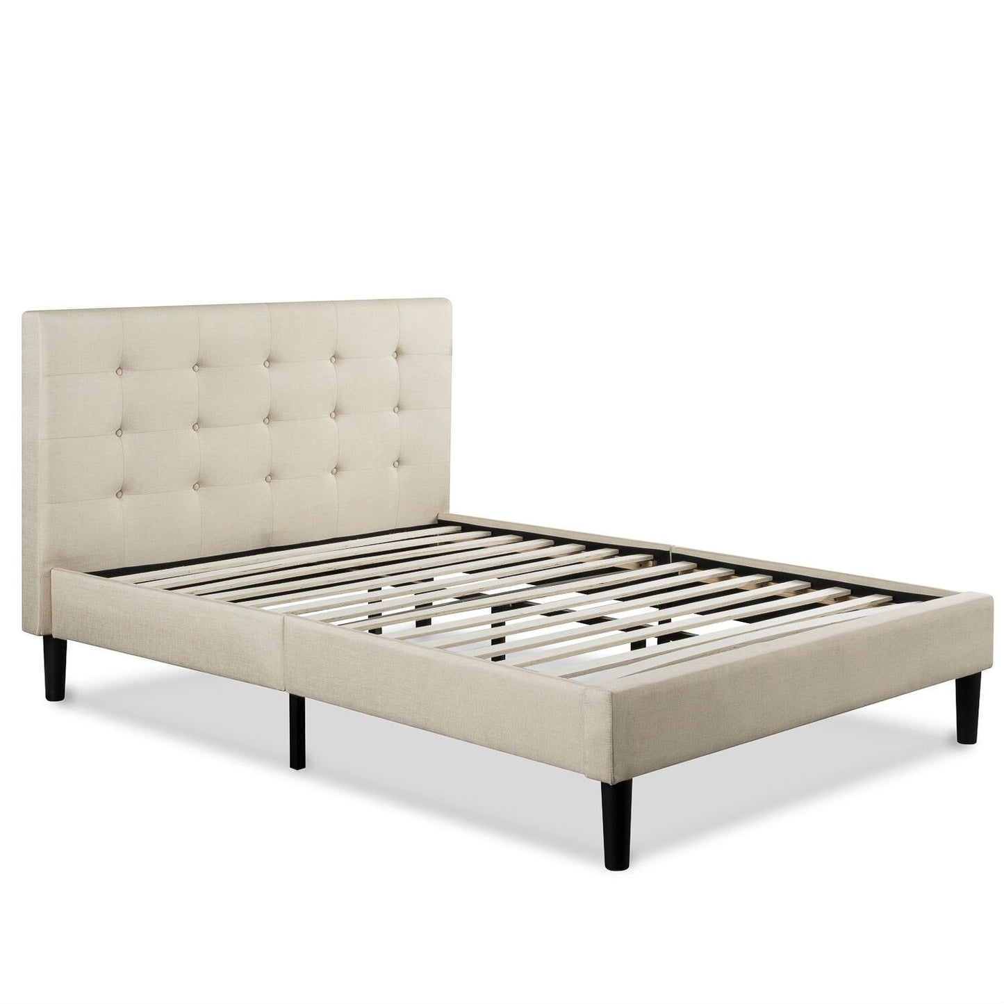 Queen size Taupe Beige Upholstered Platform Bed Frame with Headboard