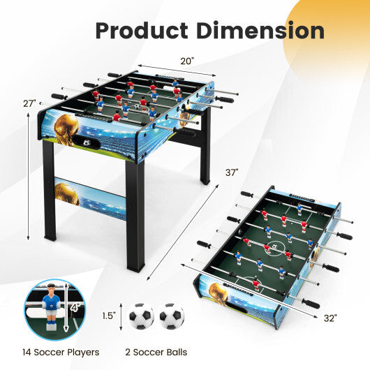 37 Inch Mini Foosball Table with Score Keeper and Removable Legs