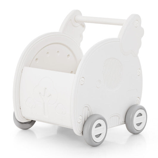 Baby Walker Push Toy with Handle for Boys Girls of 3+ Years Old-White