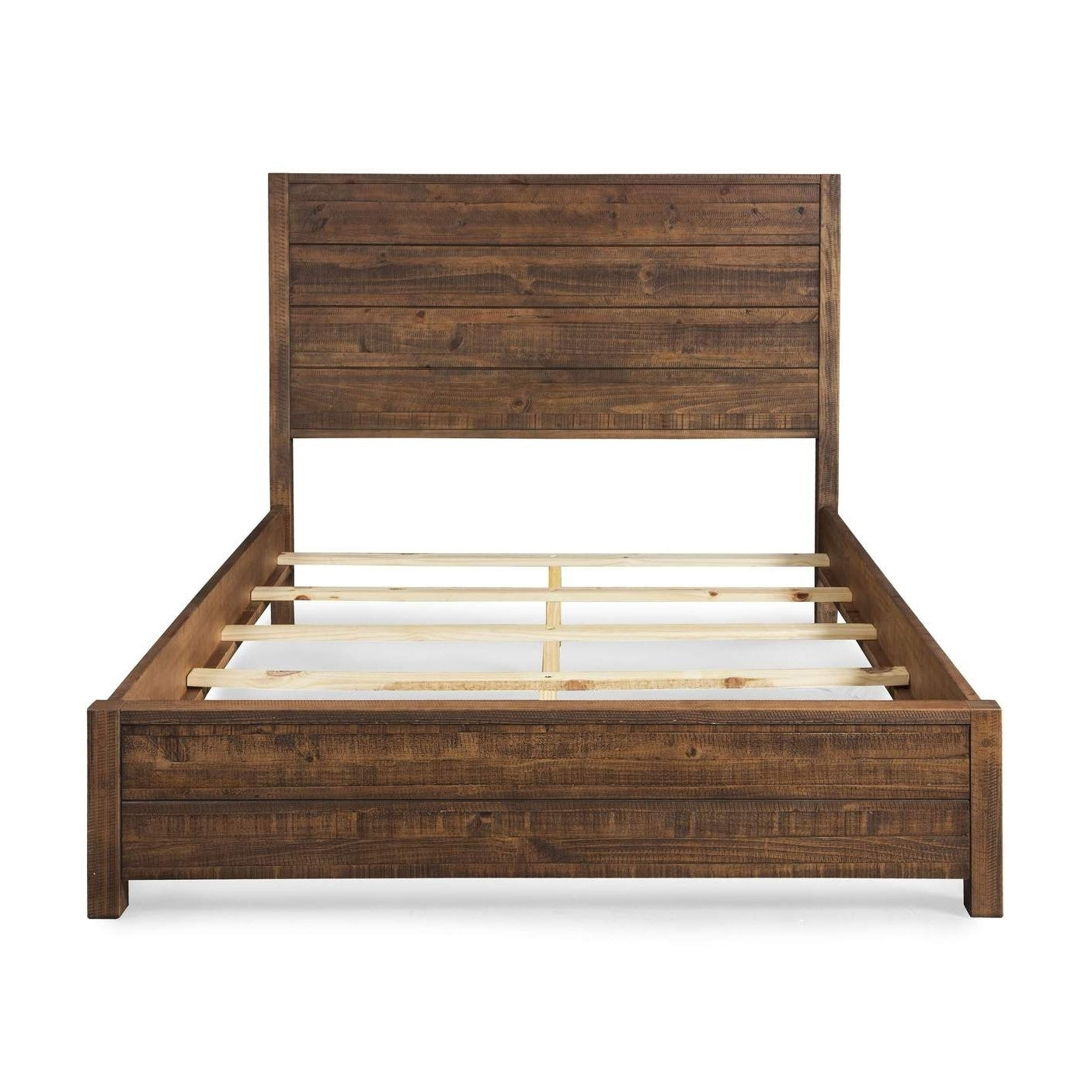 FarmHome Walnut Solid Pine Platform Bed in Queen Size