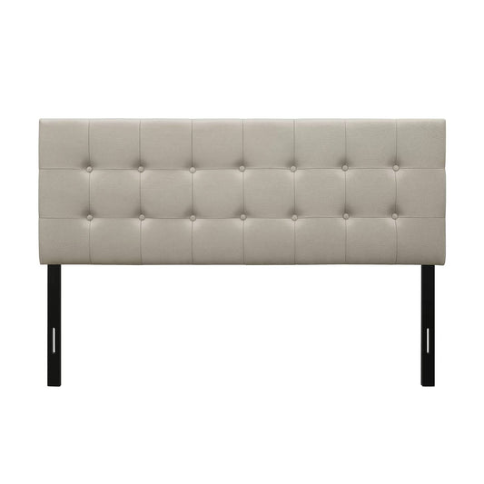 Twin Button-Tufted Headboard in Light Grey Taupe Beige Upholstered Fabric