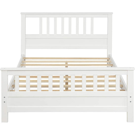 White Pine Wood Slatted Platform Headboard Footboard Full Size Bed