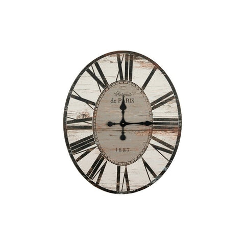 White Washed Oversized Distressed Paris Wood Wall Clock