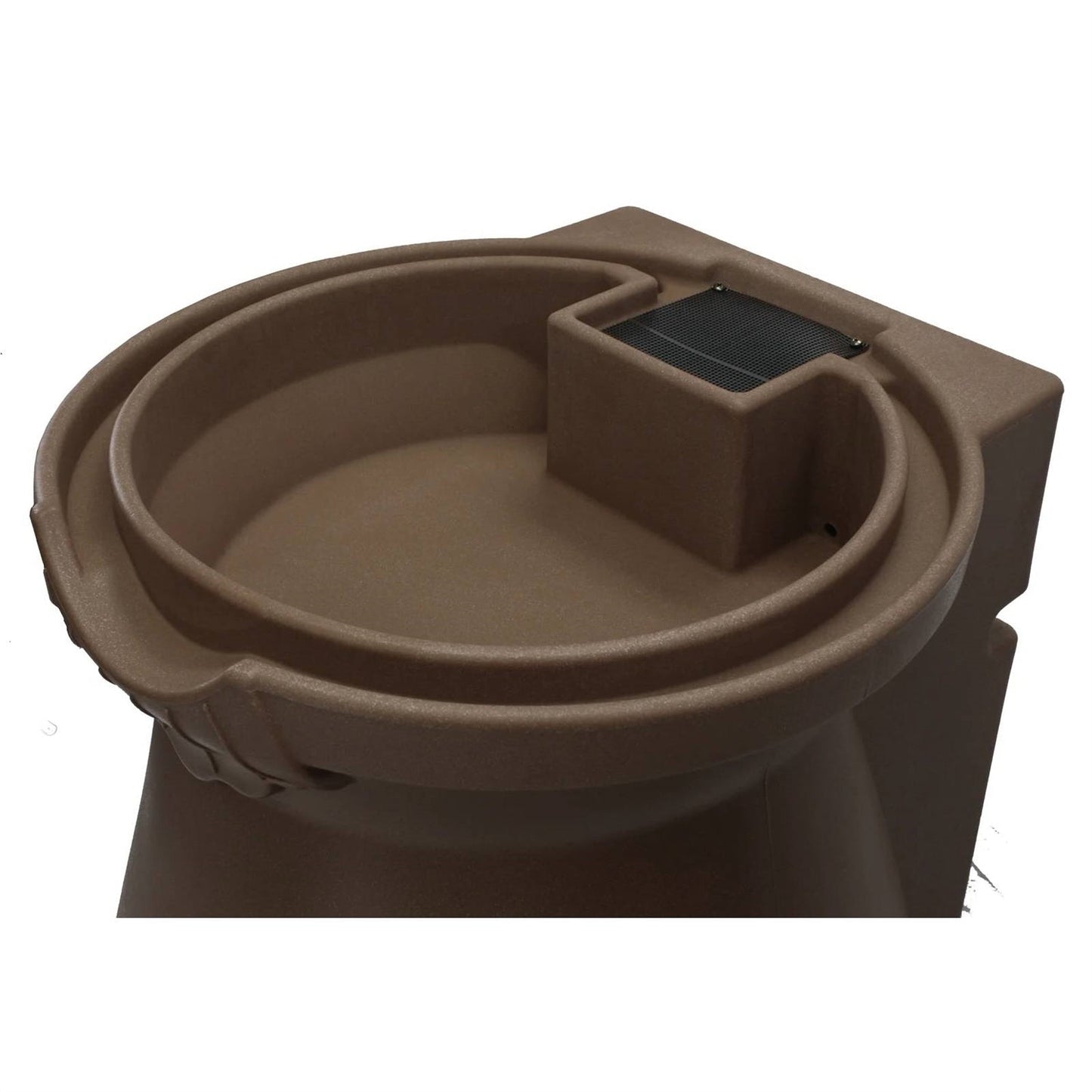 Brown Oak 65 Gallon Plastic Urn Rain Barrel with Planter Top W2B