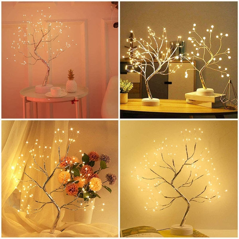 Copper Wire Christmas Tree LED Lamp