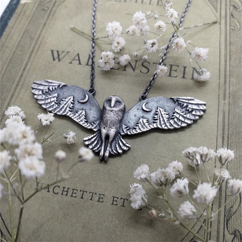 Owl Witch Charm Pendant Necklace