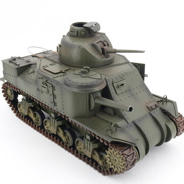 EXBONZAI 1/16 2.4ghz RC Tank RTR Hand Made Simulation Full Metal W/light & Sound 360 Degree Turret Rotation Remote Control For American M3 RC Car Vehicles Model