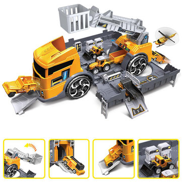 Children's Simulation Diecast Engineering Vehicle Model Set Deformation Storage Parking Lot Educational Toys