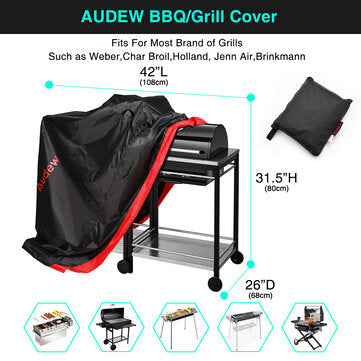 Audew 32inch BBQ Grill Cover Heavy Duty Waterproof UV-resistant Protection Outdoor