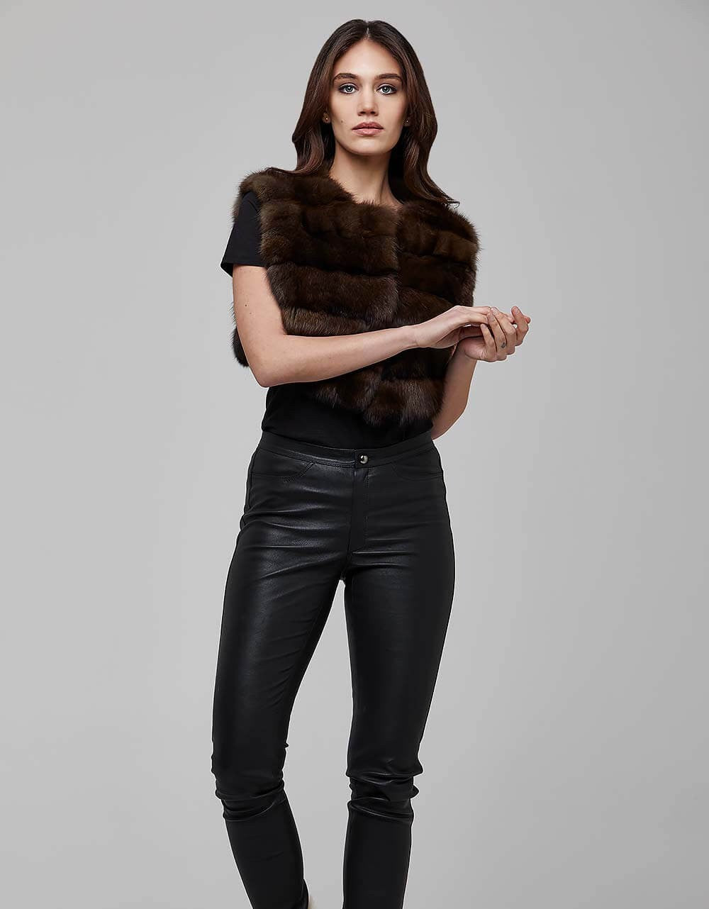 Sable Colour Fox Fur Gilet Vest For Women