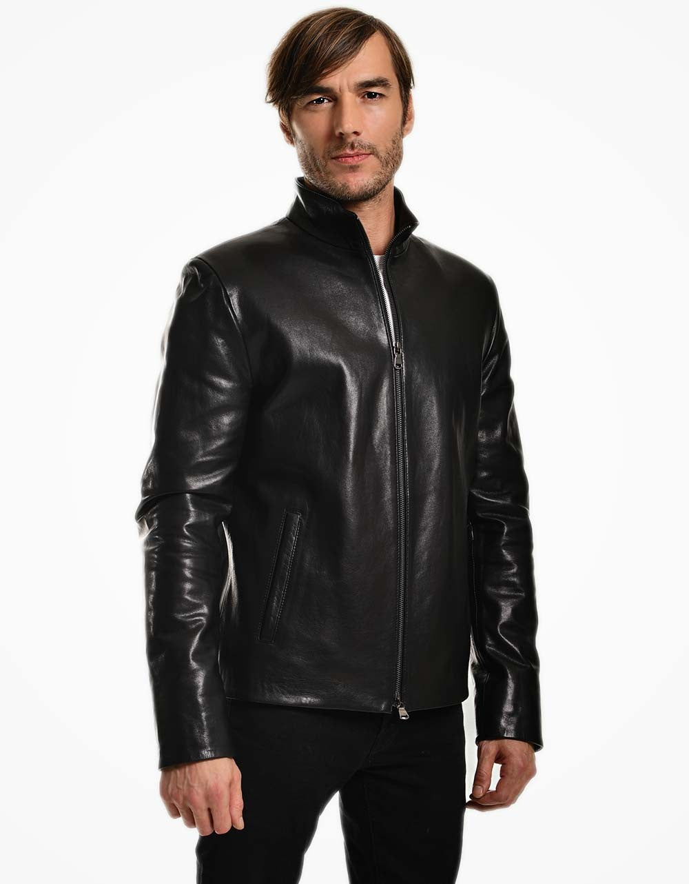 Black Leather Biker Jacket For Men