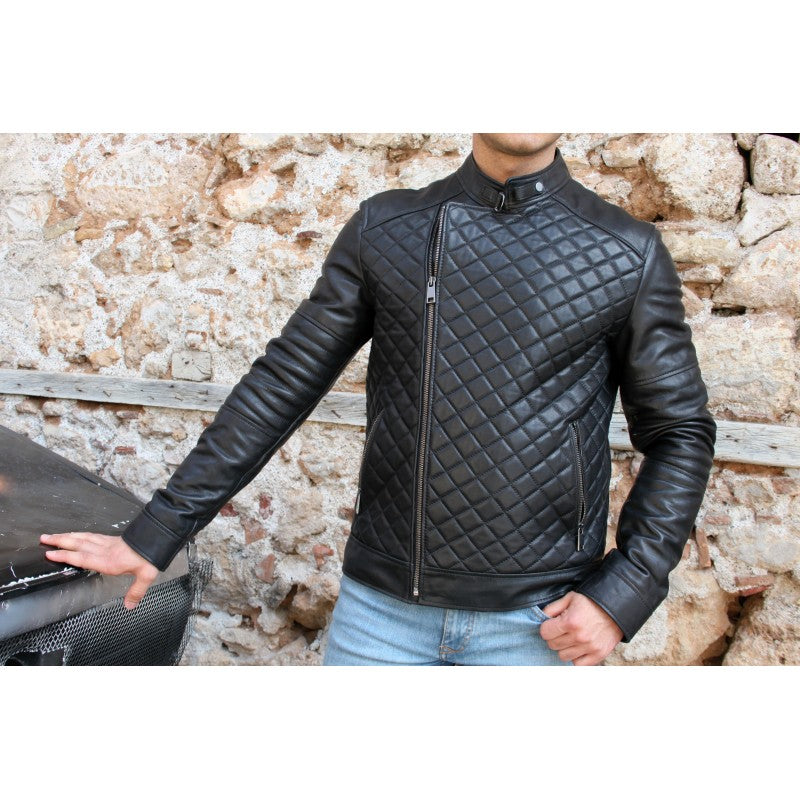 Black Sport Leather Jacket For Man