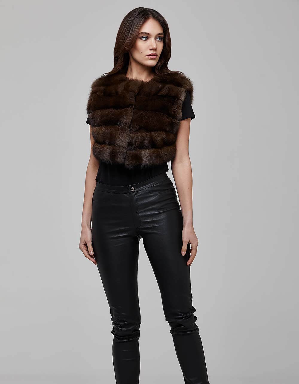 Sable Colour Fox Fur Gilet Vest For Women