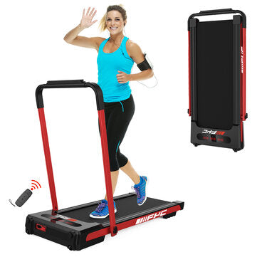 FYC 2-in-1 Folding Treadmill 2.5 HP 1-12km/h Electric Running Machine with Remote Control LED Display Walking Running Jogging for Home Office Loading 220lbs