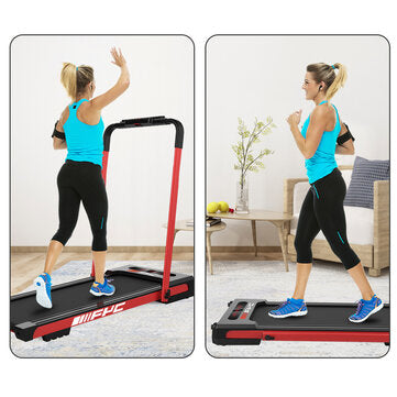 FYC 2-in-1 Folding Treadmill 2.5 HP 1-12km/h Electric Running Machine with Remote Control LED Display Walking Running Jogging for Home Office Loading 220lbs