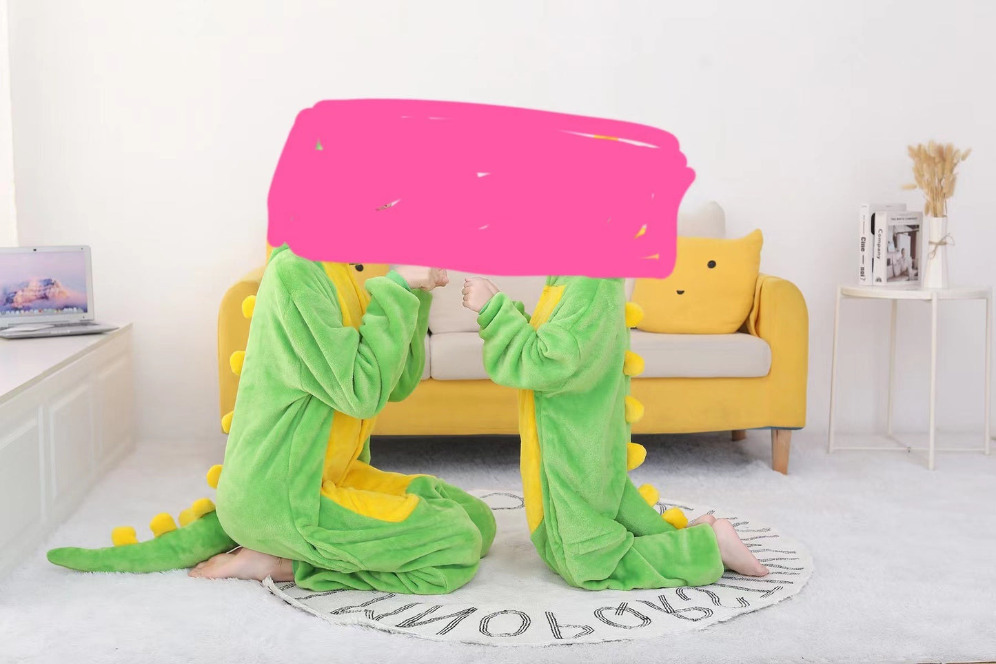 Flannel Funny Dinosaur Pajama Animal Dinosaur Family Home Funny Costume One-Piece