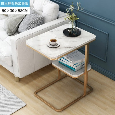JOYLOVE Creative Living Room Small Tea Table Sofa Corner Iron Frame Coffee Table Sofa Side Table With One Shelf