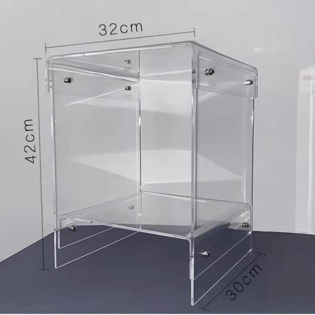 JOYLOVE Nordic Simple Double-layer Coffee Table Ins Acrylic Transparent Bedside Table Side Table Small Household Tea Cabinet
