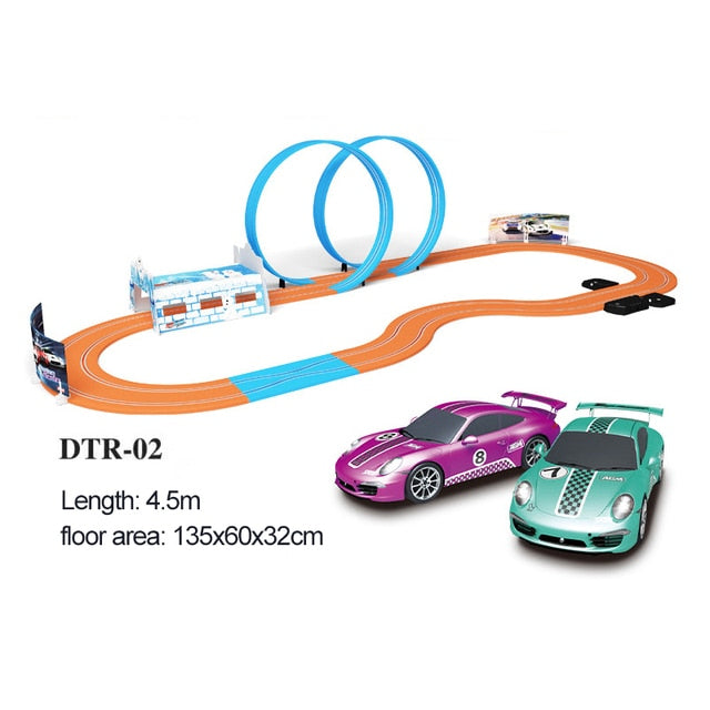 1:64 Railcar Toy Track Scalextric Slot Car Agm Sonic Storm Rc Double Race Car Diy Splicing Runway Boy's Gift